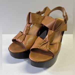 Robert Clergerie Brown Leather Open Toe heels size 7
